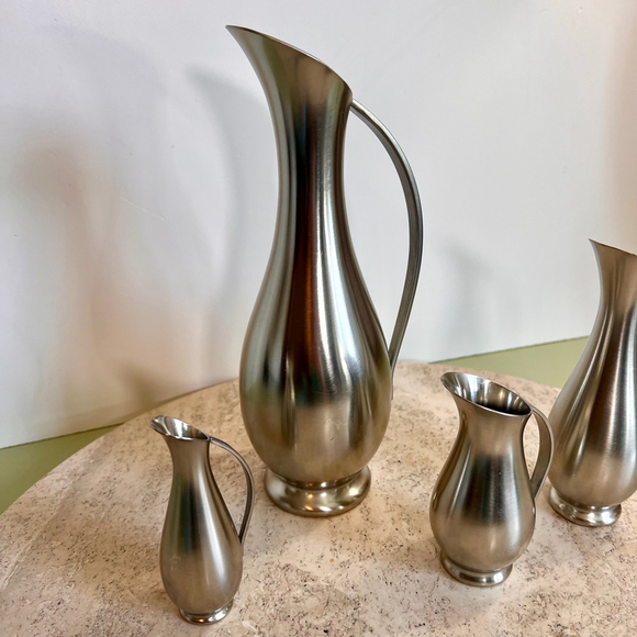 Vintage Royal Holland Pewter Silver Pitcher Set of 4 - Picture 2 of 11